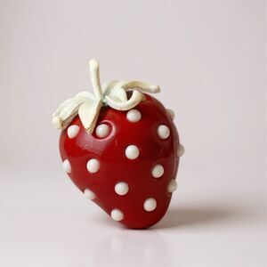 Rare Vintage Crown Trifari Strawberry Brooch – Red & White Lucite, Enamel, 1960s